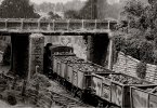 coal train leaves with new backsceneB&W.jpg